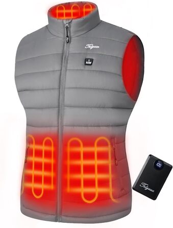 Гріюча жилетка для жінок Telguua з акумулятором 5V 12000mAh, USB-C, 4 зони нагріву, 3 режими температури, для активного відпочинку, біла (XXL, сірий)