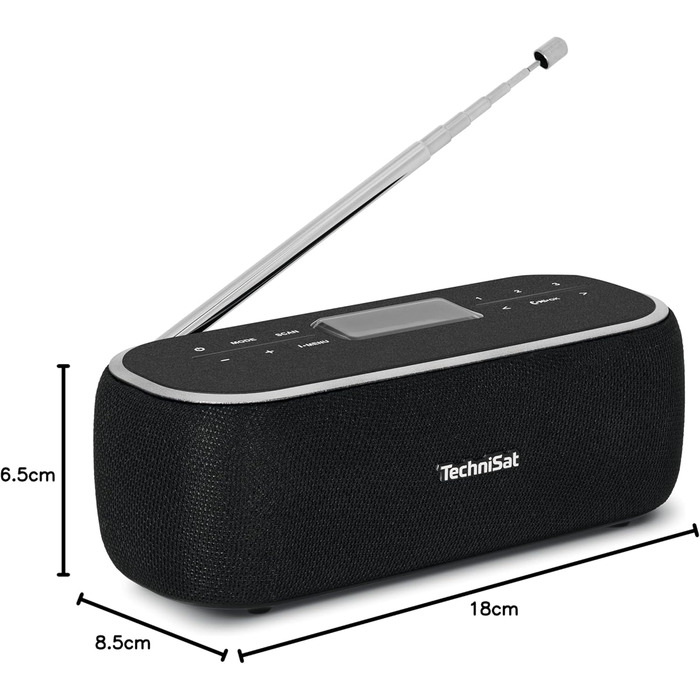 TechniSat DIGITRADIO BT 1: Портативна Bluetooth колонка з DAB+ радіо, годинник, будильник, USB-C, чорна