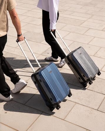 Набір валіз FERGÉ 3 шт. з жорстким корпусом та TSA-замком, Cannes. Валізи-троліки (ручна поклажа, L, XL). Жорсткий корпус, 4 колеса, міцний полікарбонат (3 шт., синій металік)