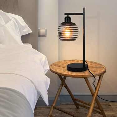 Стійка лампа ZMH Vintage, чорна, для спальні, вітальні, дитячої кімнати, офісу, металева, Е27, 60W, ретро, з вимикачем, без лампочки