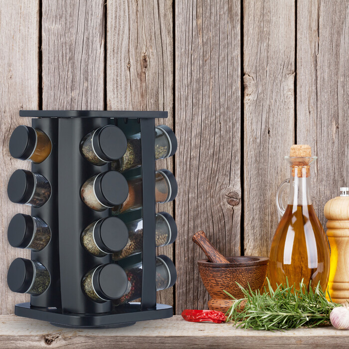 Relaxdays Spice Carousel with 16 Spice Jars