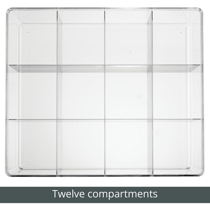 mDesign 2-piece storage box set with 12 compartments – practical closet box for the bedroom – ideal organizer for clothing and accessories made of BPA-free plastic – transparent