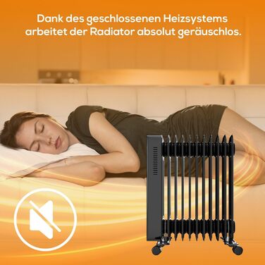 Масляний радіатор Tronitechnik® TT-OR 311 - чорний, 2500 Вт, 11 ребер, 3 режими, термостат, захист від перегріву