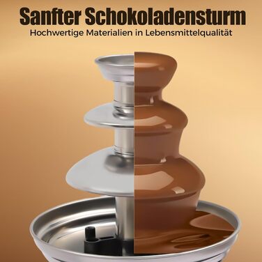 Електричний шоколадний фонтан на 3 яруси з функцією плавлення, 40W, ємність 0.45 кг, з нержавіючої сталі, для вечірок, днів народжень, весіль