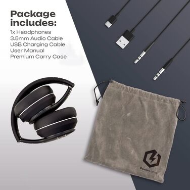 PowerLocus P6 Bluetooth навушники Over-Ear, бездротові з супер басами, 40 годин відтворення, мікрофон, голосовий асистент, активне шумопоглинання для iPhone, Samsung, iPad, PC, Laptop, TV, чорний/срібний