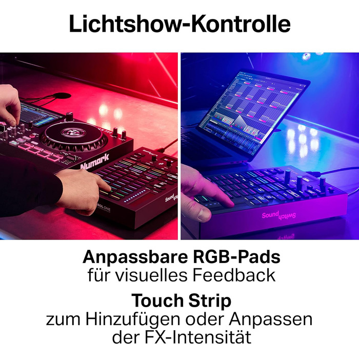 SoundSwitch Control One – Професійний контролер освітлення DMX для DJ з 3 місяцями доступу до програмного забезпечення SoundSwitch, підтримка DMX та Phillips Hue. Чорний колір