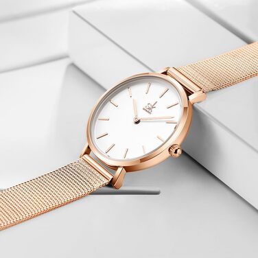 SK Ультратонкий мініатюрний жіночий годинник з двома стрілками. Елегантний годинник для жінок з шкіряним ремінцем (рожеве мереживо)