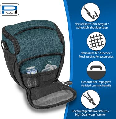 Сумка для камери Pedea: стильна модель для DSLR/SLR/System Camera з дощем, розмір M (Petrol, Single)