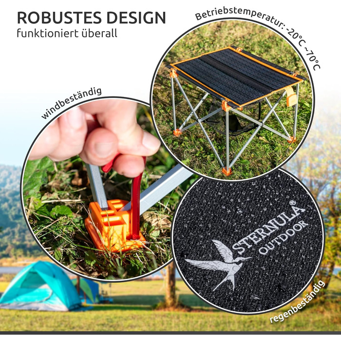 Сонячний складаний стіл з сонячною панеллю 33W та USB-зарядом для телефону | Легкий туристичний стіл для кемпінгу та відпочинку на природі