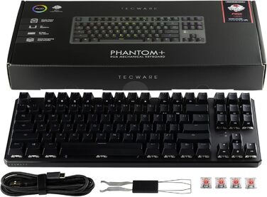 Механічна клавіатура TECWARE Phantom+ 87 клавіш RGB (Чорна) з перемикачами Wraith Red (лінійні, 45g)