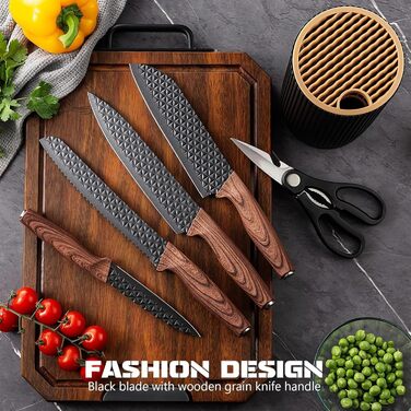 Набір кухонних ножів Justup: 6 предметів, хакі, нержавіюча сталь, професійний, з ергономічними ручками, для кухні