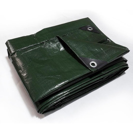 HanjetHJ Waterproof Green Tarp, 140g/m², robust, thick PE material, used as a tent roof, roof covering, protective cover for camping, swimming pool, boat (4 x 5 m) (6x10m)