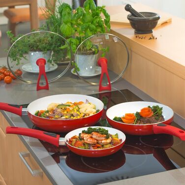 Набір сковорідок Duo 2 Magic Premium (3 шт.) – 28, 24 та 20 см, з кришкою, знімний ручка, для всіх типів плит