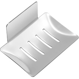 Тримач для мила без свердління, нержавіюча сталь, самоклеючий, корзина для мила, мильниця настінна для губок, щіток, мила, мильниця на стіну з 3M клейкою подушечкою для ванної кімнати, кухні, балкону, сріблястого кольору