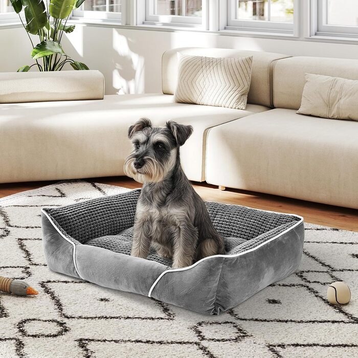 Крізь для собак середніх порід YITAHOME, 51x48 см, ортопедичний, знімний чохол, антиковзаюча підставка, сірий