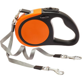 KOOLTAIL Double Dog Leash - Retractable 4.8m for Two Dogs Up to 50kg - Durable, Tangle-Free, with Brake