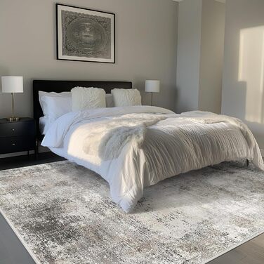 BEIMO Килимок для вітальні, абстрактний дизайн, короткий ворс, 120x170 см, антиковзаючі, для ванної, кухні, коридору, сіро-коричневий