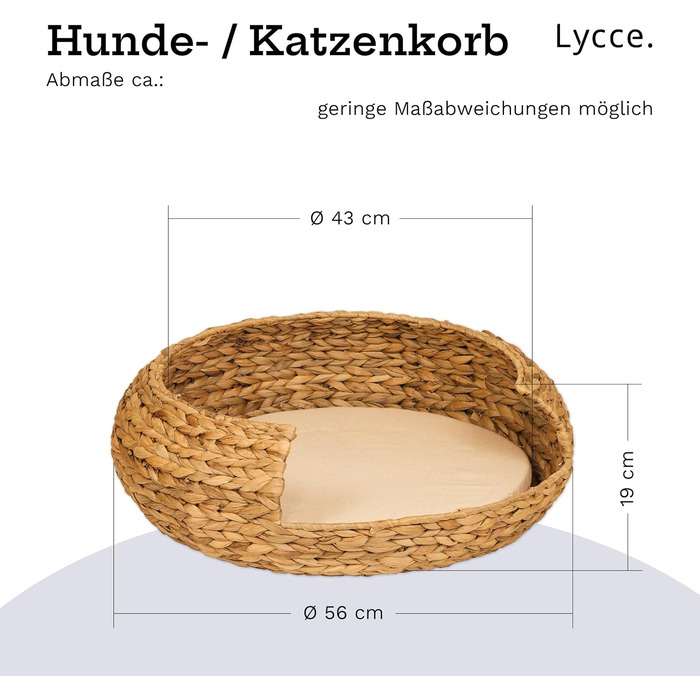 Dog bed, cat bed, Opal water hyacinth, natural, Size 5 (Ø 83 cm) (Size 2)