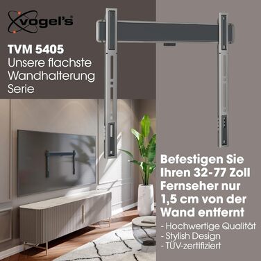 Vogel's Elite TVM 5605 Ultra-Slim TV Wall Mount - 32-77 inch, 100kg Capacity, VESA 600x400, 1.5cm Profile