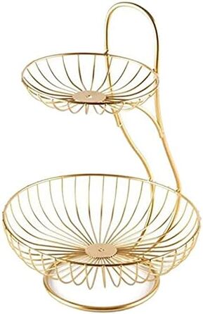 Дратяна корзина для фруктів та овочів на 2-3 ярусах (золота)