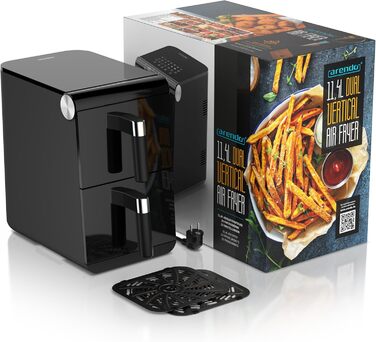Фритюрниця Arendo XXL Dual Zone з 2 камерами – 11,4 л, 13 програм, 3D циркуляція повітря, BPA-free, функція Sync & Match