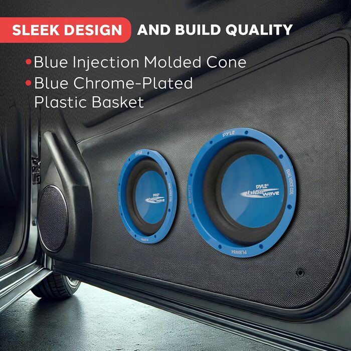 Автомобільний сабвуфер Pyle PLBW84 600Вт, 8 дюймів, Blue Wave, високопродуктивний