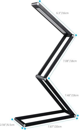 LED лампа настільна ELZO з регулюванням яскравості та складною ніжкою. Акумуляторна настільна лампа для офісу, дому та читання. Чорний колір.