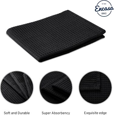 Encasa XO Kitchen Towels and Washcloths made of Cotton | Multicolor 3 | Waffle and Flat Weave Dishcloth | Dish Towel Set | 70x45 cm | Reusable and Quick-Drying 12-Piece Set