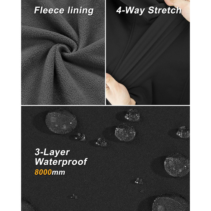 Жіночий софтшеллова жилетка 33000ft з капюшоном, флісовою підкладкою, водонепроникна та вітрозахисна спортивна жилетка з 5 кишенями для їзди на конях, бігу, походів, XXL, чорний