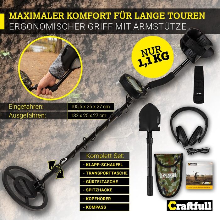 Металодетектор Craftfull | Набір металошукача для дітей та дорослих | Водонепроникний мультідетектор | Пошук золота та скарбів