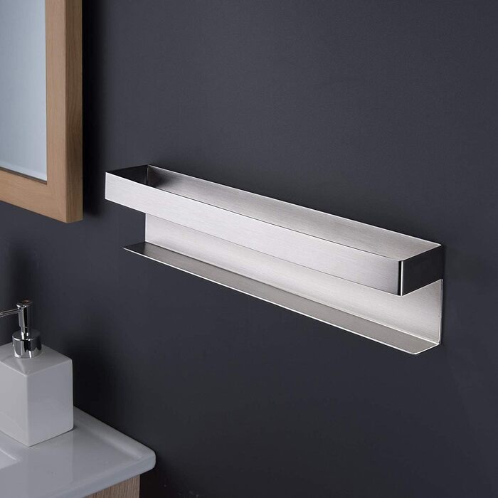 Тримач для рушників ZUNTO без свердління, самоклеючий, з нержавіючої сталі, 40 см, срібний