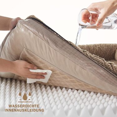 Ортопедичне ліжко для собак FURTIME, середнього та великого розміру, з піною з пам'яті, знімний та пральний кошик для собак, великий борт, 89 x 64 x 18 см (XL 107x81x19 см), коричневий