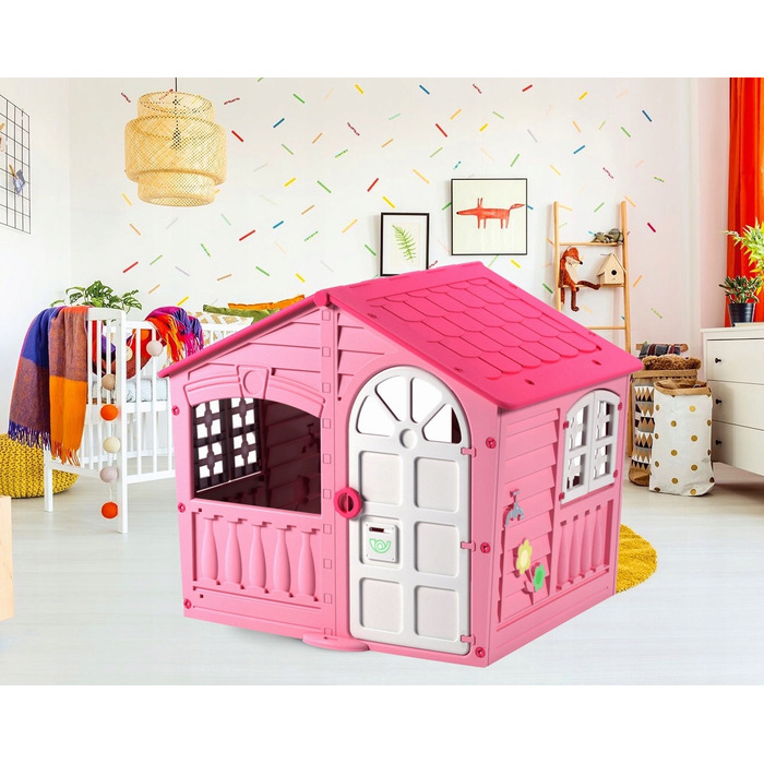 Дитячий ігровий будинок PalPlay з віконницями, кольоровий, 140x111x115 см