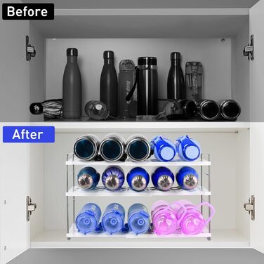 Bottle Rack Refrigerator Organizer, Expandable Bottle Holder Refrigerator Wine Rack Stackable, Adjustable Cabinet Organizer Kitchen, Bottle Organizer for Kitchen Countertop (blue)