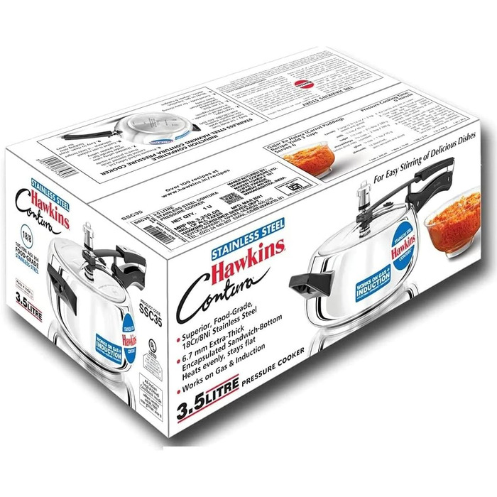 Скороварка Hawkins SSC35 з нержавіючої сталі, 3,5 л, для індукції, срібляста