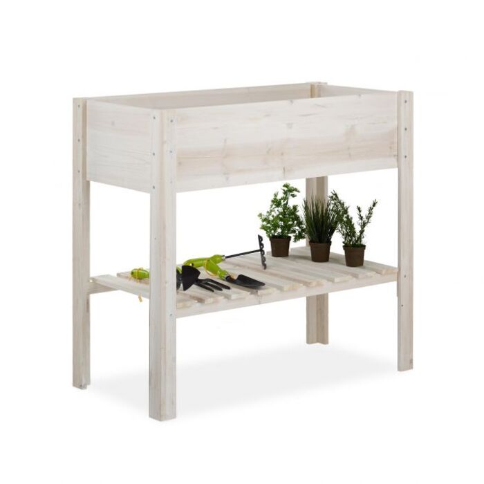 Relaxdays Підняте ліжко Wood White