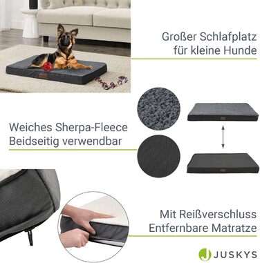 Ортопедичне ліжко для собак Juskys Milow, 76x51 см - м'яке та стабільне, знімний та пральний чохол. Підходить для маленьких собак - сірий колір.