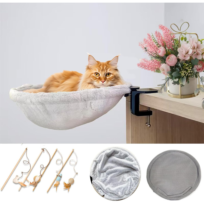 Кішка гамак ліжко кошик для сну, м'яке ліжко для котів та цуценят, 45x45 см, з ковдрою та іграшками, до 22 кг