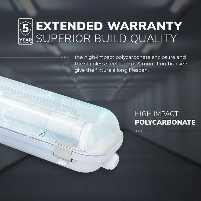 HOFTRONIC LED Damp-Proof Light 150cm Cool White 60W 10500lm Flicker-Free Linkable T8 Workshop Lamp IP65 Waterproof Basin Light Double for Garage, Cellar, Office (110lm/W, 4000k)