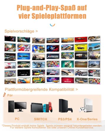 PXN V3 Pro - Геймерське кермо з педалями для ПК, PS4, PS3, Xbox, Nintendo Switch (180°, вібрація, перемикач)