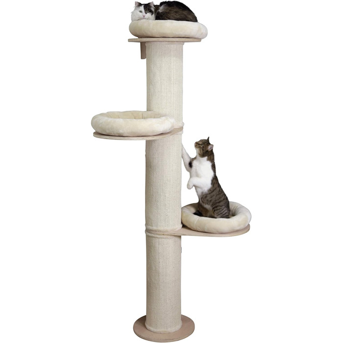 Kerbl Scratching Post Dolomit Tower (Beige, 187 cm height, 22 cm diameter, sisal carpet on the pillars) 81638