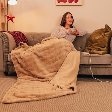 Електрична ковдра Cecotec HeatConfort ThermalBlanket 160x130 см з автоматичним вимкненням та 9 рівнями нагріву. М'яка флісова ковдра Coral