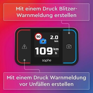Радар-детектор Saphe Drive Pro для авто з кольоровим дисплеєм, сумісний з CarPlay та Android Auto, сповіщення про радари і небезпеки, дані Blitzer.de, підписка на 12 місяців