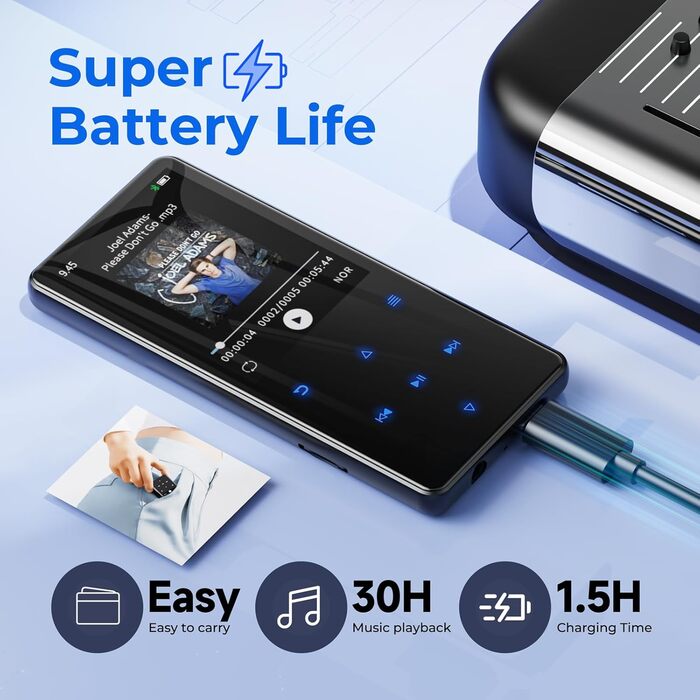 MP3 плеєр 64GB з Bluetooth 5.3 та екраном 2.4