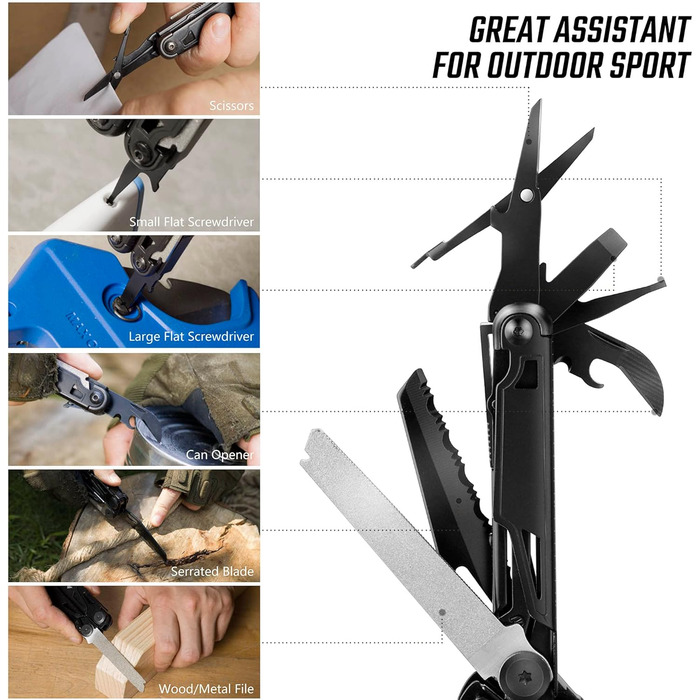 Swiss+Tech 16-in-1 Multi-Tool Pliers, Folding Multi-Tool Tool, Multifunctional Pliers with Scissors, Knife, Saw, Bottle Opener, Screwdrivers for Camping, Outdoor, Repairing, with Carrying Case
