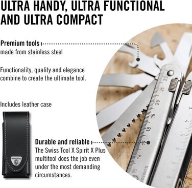 Мультитул Victorinox SwissTool X Plus з 38 функціями, шкіряний чохол