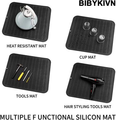 Силиконова килимок для сушіння посуду - килимок для посуду, BPA-free, стійкий до високих температур, неслизький, з щіткою (Чорний, 60 x 40 см)