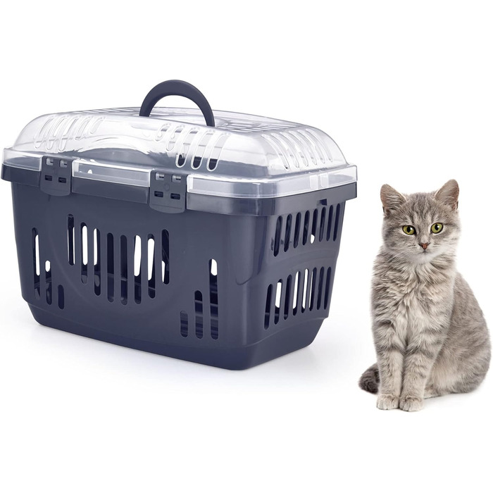 Транспортний бокс для кота з відкритим верхом, блакитний, 49 x 34 x 32 см