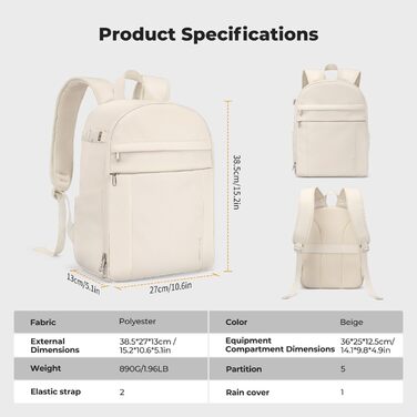 Сумка-рюкзак для фототехніки K&F Concept: компактний та легкий рюкзак для DSLR, дзеркальних камер та штатива з дощовиком, колір слонова кістка