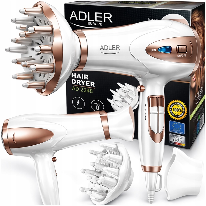 Потужний фен для волосся з іонізацією, дифузором, регулюванням потоку повітря та режимом холодного обдуву